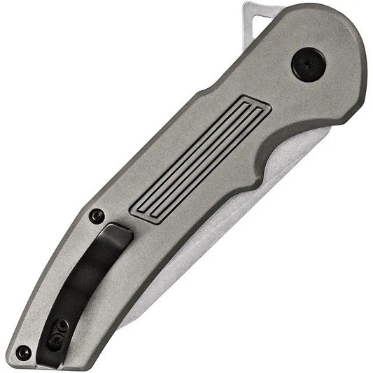 Buck Hexam SUR Lock Assisted Opening Knife For EDC Enthusiasts With Gray Aluminum Handle And 7Cr17MoV Blade by Buck