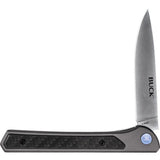 Buck Cavalier Framelock Folding Knife 4.5 Inch Closed 7Cr17MoV Blade Gray Aluminum With Carbon Fiber Inlay EDC Ready by Buck