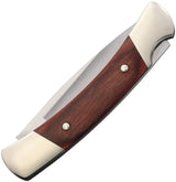 Buck Squire Lockback Knife For Outdoorsmen 3.75in Satin 420HC Blade Rosewood Handle With Leather Belt Sheath by Buck