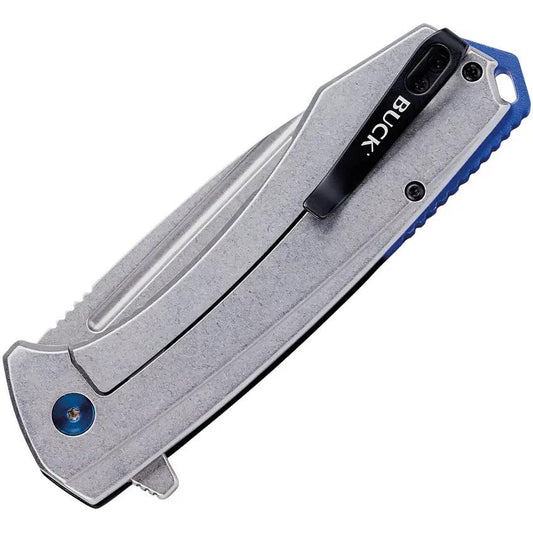 Buck Ruckus Framelock Knife For EDC D2 Tool Steel Drop Point Blade Black Blue Aluminum Handle by Buck