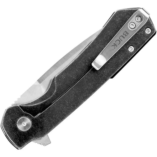 Buck Stinger Framelock Knife Black 14158 With D2 Drop Point Blade And Carbon Fiber Inlay For EDC by Buck