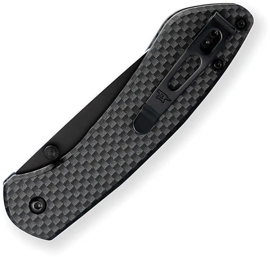Buck Sovereign Button Lock Knife With Carbon Fiber Handle For EDC Enthusiasts 4.25in Closed 3.25in Black Blade by Buck