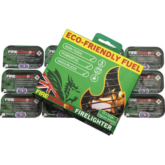 Bushcraft FireDragon Solid Fuel 12 Pack For Campers And Survivalists Odorless Non Toxic Lights Even When Wet Fast Ignite by Bushcraft