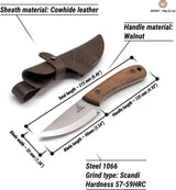 BeaverCraft Bushcraft Knife BSH7 Satin Scandi 1066 Blade Walnut Full Tang Lanyard For Outdoor Enthusiasts by BEAVERCRAFT