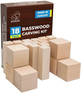 BeaverCraft Basswood Carving Block Set BW18 18 Blocks For Wood Carvers Versatile Practice Shapes And Relief Work by BEAVERCRAFT