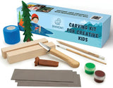 BeaverCraft Spruce Tree Carving Kit DIY08 for Beginners Safe Rounded Tip Knife Basswood Blocks for Kids 8 to 12 by BEAVERCRAFT