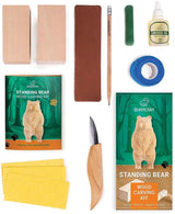 BeaverCraft Standing Bear Carving Kit With C16 Roughing Knife Basswood Blocks Strop Guide For Beginners Woodcarvers by BEAVERCRAFT