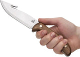 BeaverCraft Guthook GTK1 Fixed Blade Knife for Hunters, 5In Satin 1066 Carbon Steel Blade, Walnut Full Tang Belt Sheath by BEAVERCRAFT