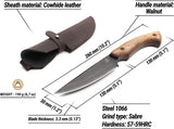 BeaverCraft Hunter Fixed Blade HGK6 Knife For Outdoorsmen With 1066 Carbon Steel Blade Walnut Handle Leather Sheath by BEAVERCRAFT