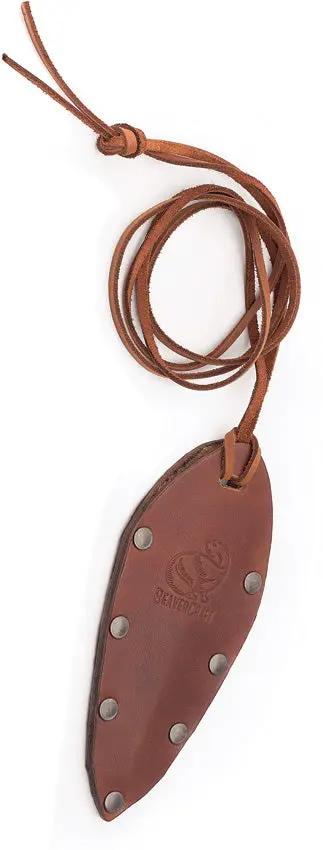 BeaverCraft Neck Knife NCK2 One Piece 2.88in Satin Saber Ground Blade 1.4116 Stainless Lanyard Hole Leather Neck Sheath For EDC by BEAVERCRAFT