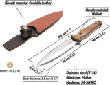 BeaverCraft TLK2 Tactical Fixed Blade Dagger For Outdoor Enthusiasts With Satin Blade Full Tang Walnut by BEAVERCRAFT
