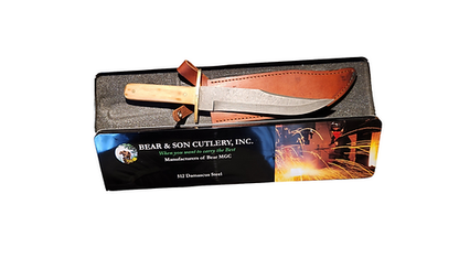 Bear & Son WSB02D Damascus Steel Bowie Fixed Blade Knife