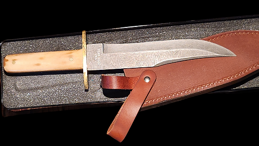 Bear & Son WSB02D Damascus Steel Bowie Fixed Blade Knife