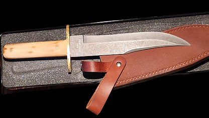 Bear & Son WSB02D Damascus Steel Bowie Fixed Blade Knife