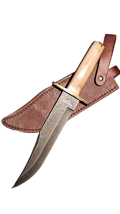 Bear & Son WSB02D Damascus Steel Bowie Fixed Blade Knife
