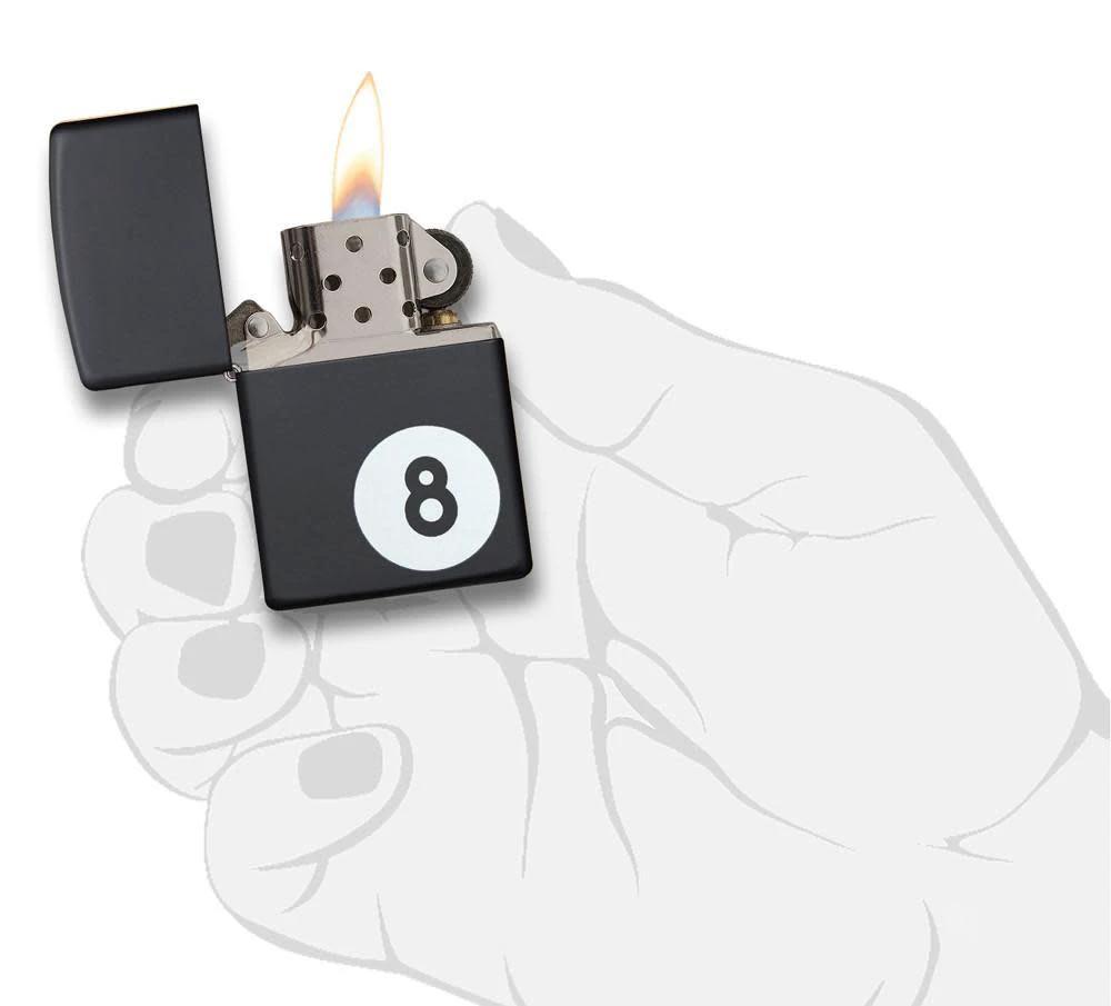Billiards 8-Ball Zippo Lighter – Black Matte Finish by Zippo