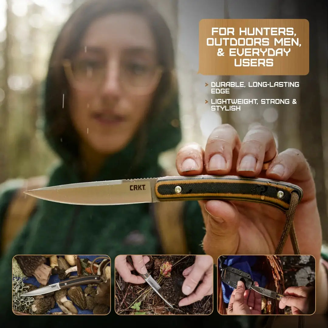 CRKT Biwa Fixed Blade Knife Rugged 3In Satin 8Cr13MoV Blade Full Tang G10 Outdoors EDC by CRKT