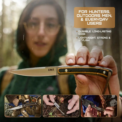 CRKT Biwa Fixed Blade Knife Rugged 3In Satin 8Cr13MoV Blade Full Tang G10 Outdoors EDC by CRKT