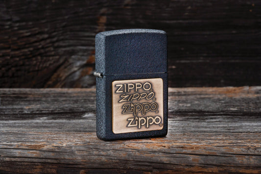 Black Crackle® Gold Zippo® Logo Lighter