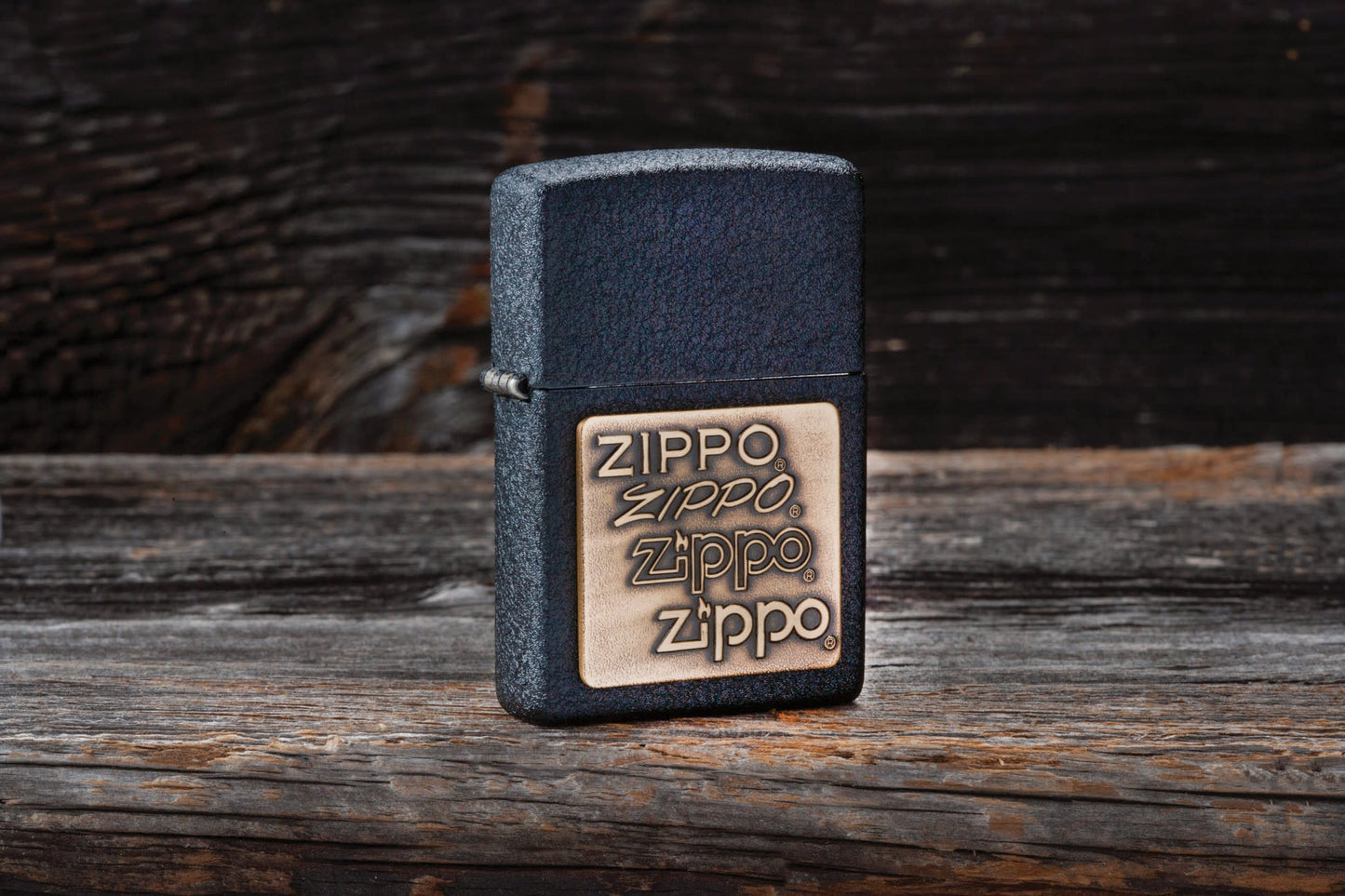 Black Crackle® Gold Zippo® Logo Lighter