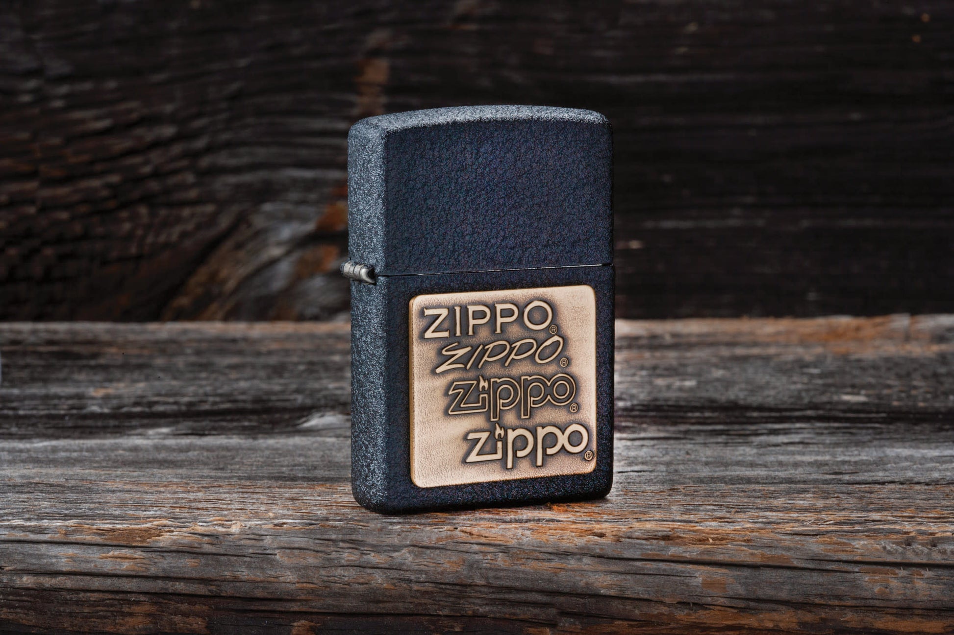 Black Crackle® Gold Zippo® Logo Lighter