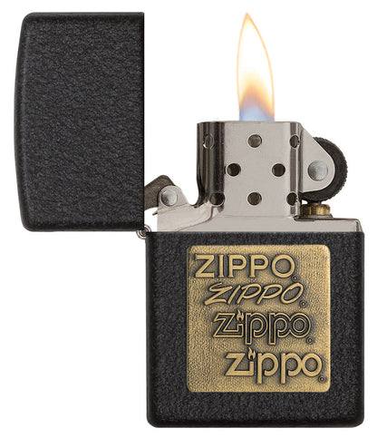 Black Crackle® Gold Zippo® Logo Lighter