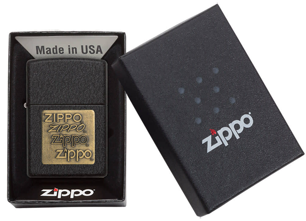 Black Crackle® Gold Zippo® Logo Lighter