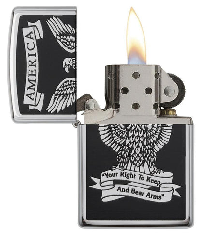 Black & White Americana Zippo Lighter – High Polish Chrome by Zippo