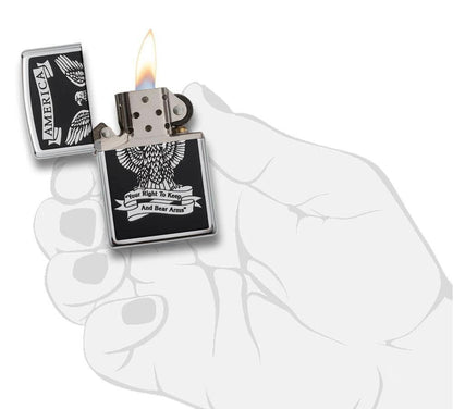 Black & White Americana Zippo Lighter – High Polish Chrome by Zippo