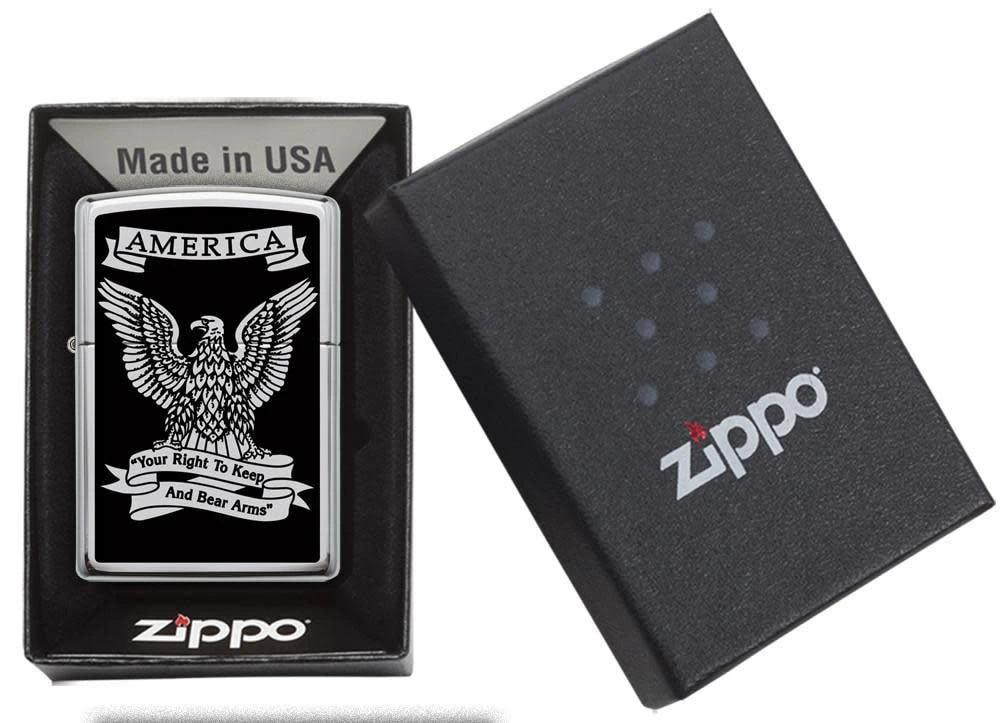 Black & White Americana Zippo Lighter – High Polish Chrome by Zippo