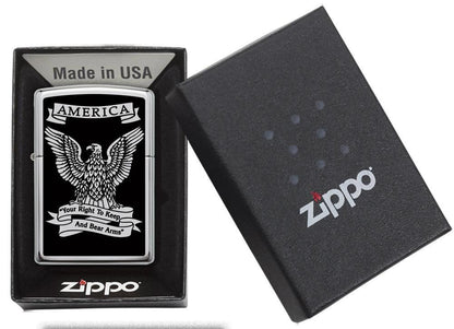 Black & White Americana Zippo Lighter – High Polish Chrome by Zippo