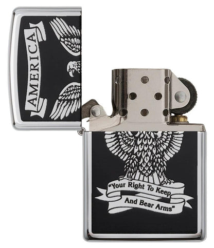 Black & White Americana Zippo Lighter – High Polish Chrome by Zippo