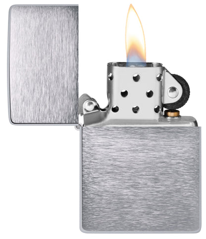 Brushed Chrome Vintage Zippo Lighter – Sleek, Personalized Outdoor Companion