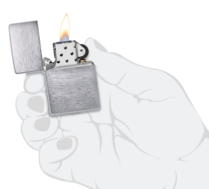 Brushed Chrome Vintage Zippo Lighter – Sleek, Personalized Outdoor Companion