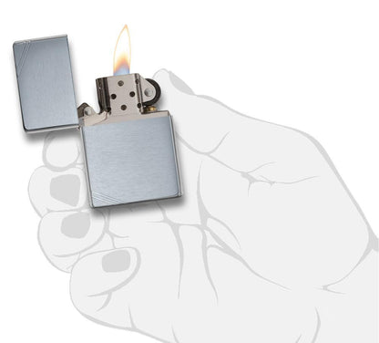 Brushed Chrome Vintage Zippo Lighter with Slashes