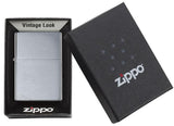Brushed Chrome Vintage Zippo Lighter with Slashes by Zippo