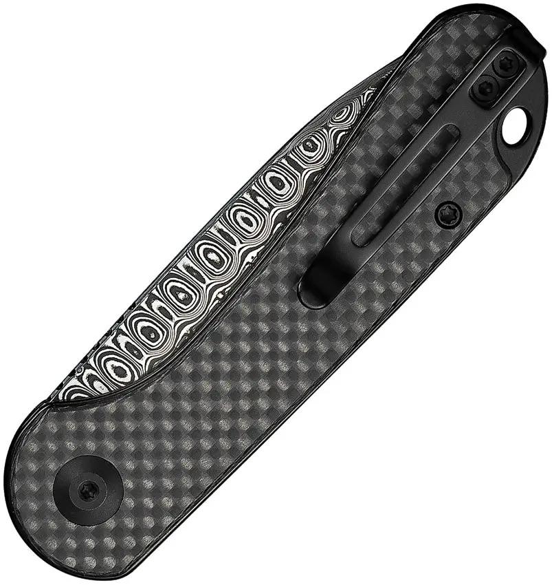 Civivi Elementum Slip Joint Damascus Drop Point Knife for EDC Enthusiasts Premium Carbon Fiber Handle by Civivi