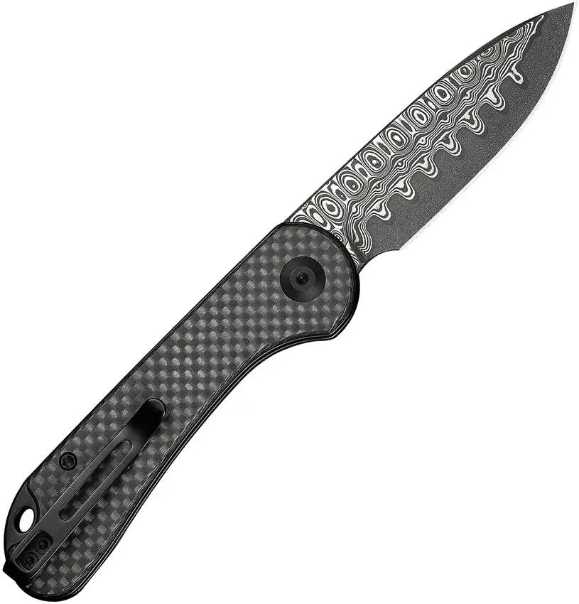Civivi Elementum Slip Joint Damascus Drop Point Knife for EDC Enthusiasts Premium Carbon Fiber Handle by Civivi