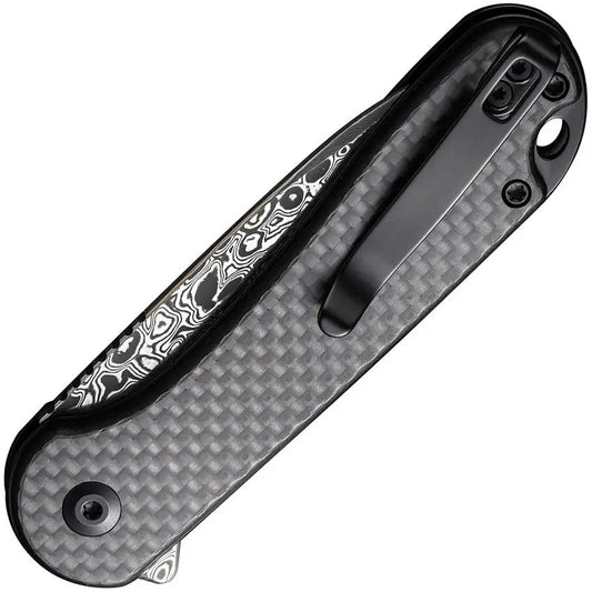 Civivi Elementum II Button Lock Knife Damascus Steel Blade 3in Carbon Fiber Handle EDC Ready by Civivi