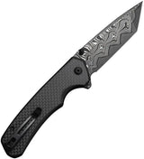 Civivi Brazen Button Lock Damascus Knife For EDC Enthusiasts With Black G10 And Carbon Fiber Onlay by Civivi