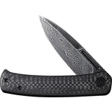 Premium Civivi Cetos Framelock Damascus EDC Knife With Carbon Fiber Handle And Extended Tang by Civivi