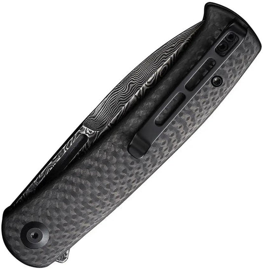 Civivi Caetus Linerlock Damascus Folding Knife For EDC Enthusiasts Carbon Fiber Handle Extended Tang by Civivi
