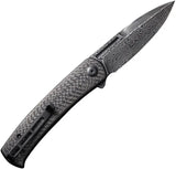 Civivi Caetus Linerlock Damascus Folding Knife For EDC Enthusiasts Carbon Fiber Handle Extended Tang by Civivi