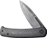 Civivi Caetus Linerlock Damascus Folding Knife For EDC Enthusiasts Carbon Fiber Handle Extended Tang by Civivi