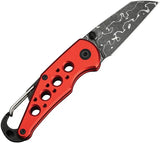 Civivi Pragma Button Lock Knife Damascus Wharncliffe 2.25in Blade Red Aluminum Handle EDC by Civivi