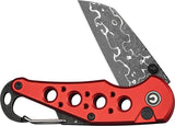 Civivi Pragma Button Lock Knife Damascus Wharncliffe 2.25in Blade Red Aluminum Handle EDC by Civivi