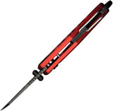 Civivi Pragma Button Lock Knife Damascus Wharncliffe 2.25in Blade Red Aluminum Handle EDC by Civivi