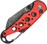 Civivi Pragma Button Lock Knife Damascus Wharncliffe 2.25in Blade Red Aluminum Handle EDC by Civivi