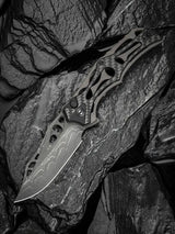 Civivi Biophase Button Lock Damascus Clip Point Knife For EDC Enthusiasts With Premium Carbon Fiber Overlay by Civivi