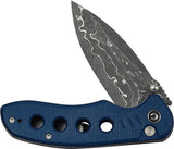 Civivi Triptych Button Lock Knife Damascus Drop Point 3in Blade Premium Blue Canvas Micarta EDC by Civivi
